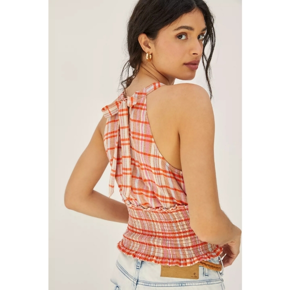 Anthropologie Pilcro Jessie Smocked Tied Halter Crop Top - Picture 2 of 12